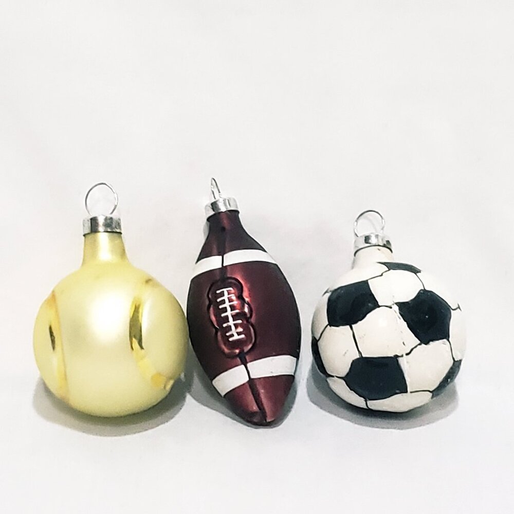 Holiday Time Sports Balls Christmas Tree Ornaments Football Tennis Soccer 2"